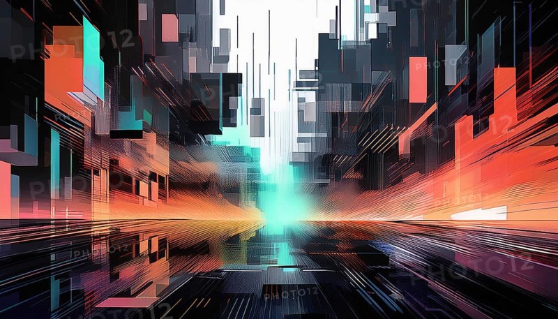 Abstract creative glitch overlay texture. Geometric pixel pattern, AI generated