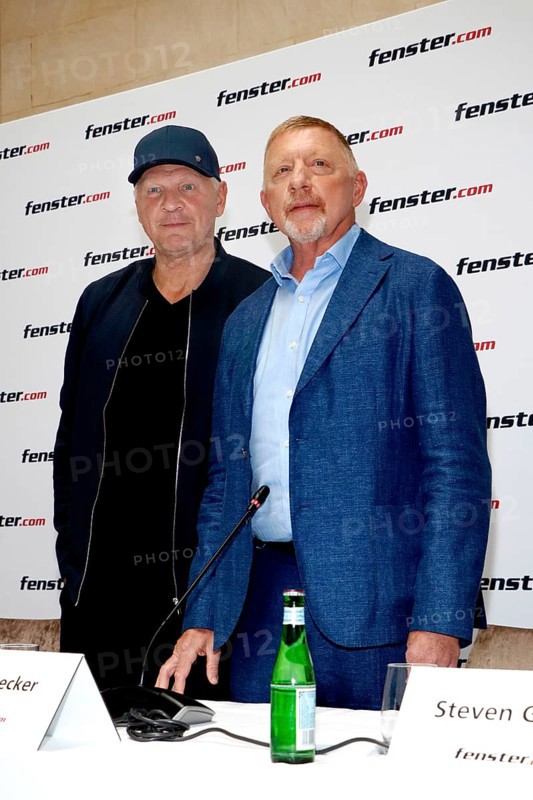 Stefan Effenberg and Boris Becker at the press conference to mark the presentation of the new TV and social media ads for fenster.com's 'Gute Fenster - Gute Nachbarschaft' campaign at the Hotel Adlon. Berlin, 31.07.2025