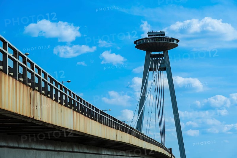 UFO Tower on the Bridge of Slovakian Resistance in Bratislava, Slovakia