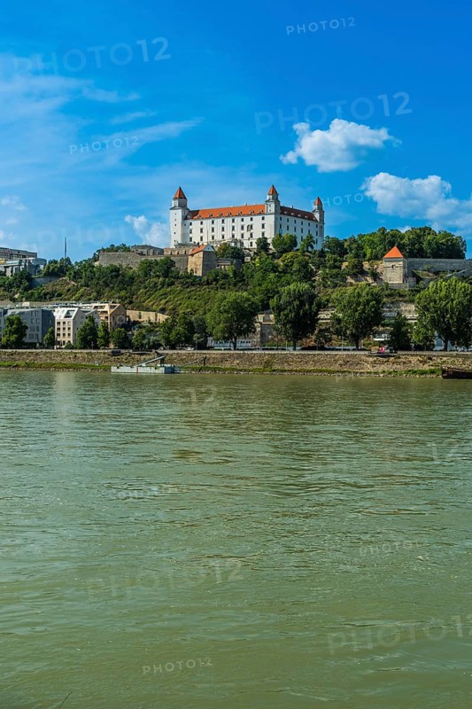 View of Bratislava Castle from the other bank of the Danube, Slovakia