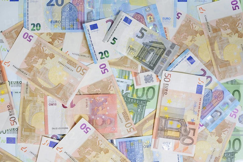 Various euro banknotes