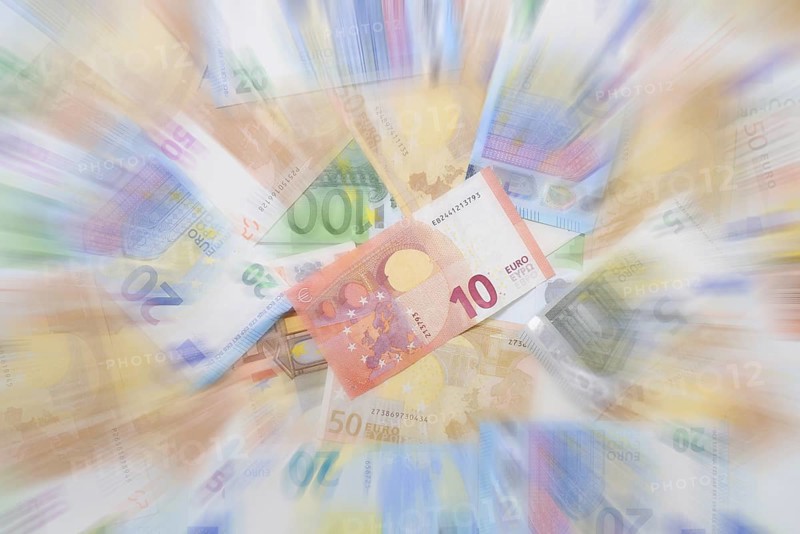 Various euro banknotes, zoom effect