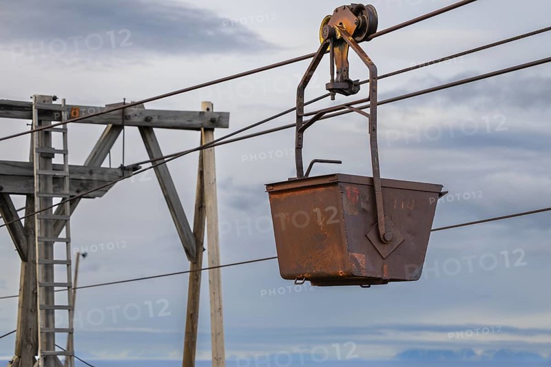 Historic coal cable car, transport cable car, Longyearbyen, Spitsbergen, Svalbard