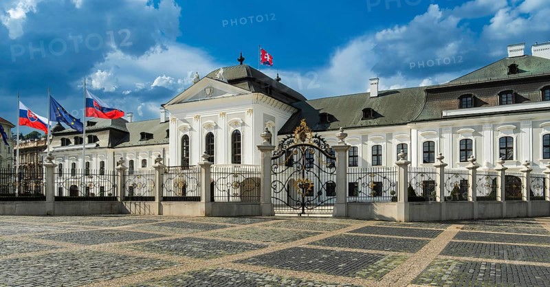 South side of Grassalkovich Palace, Presidential Palace, seat of the President of the Slovak Republic, Bratislava, Slovakia