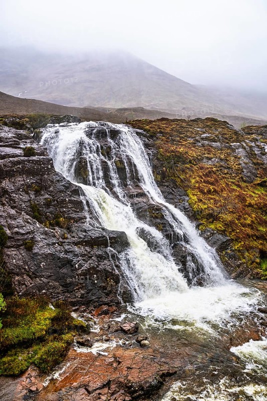 Glencoe Waterfall, Glencoe Valley, Argyll, Scotland, United Kingdom