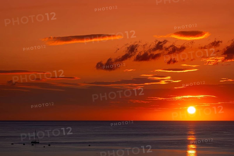 The sun rises on the Costa Rei in Sardinia, an Italian Mediterranean island, Sardinia, Costa Rei, Italy