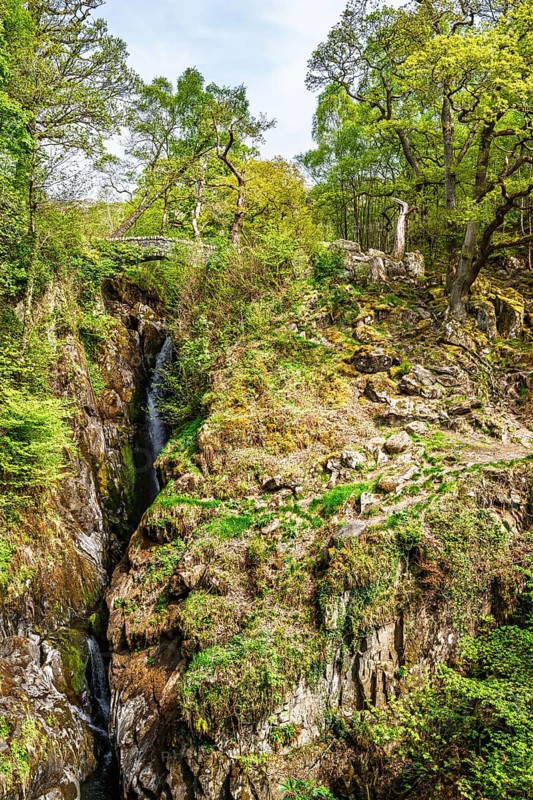 Aira Force Waterfall, Ullswater Lake, Lake District National Park, Cumbria, England, United Kingdom