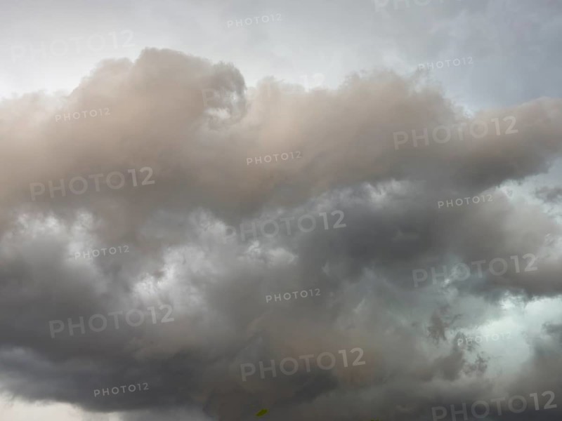 Dark discoloured storm clouds Cloud roll above grey clouds Rain clouds herald thunderstorms, Germany