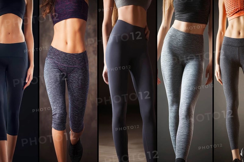 Collage of beautiful women legs in sport pants. Concept of active sporting lifestyle physical activities and health benefits of exercise, AI generated
