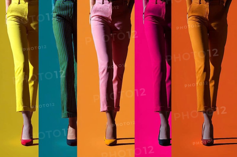 Collage of beautiful women legs in colored pants. Wide angle visual for banners or advertisements. --ar 3:2 --raw --v 7 Job ID: 75e78c46-cee9-48d9-9ebc-2e7af5c8fe7d, AI generated