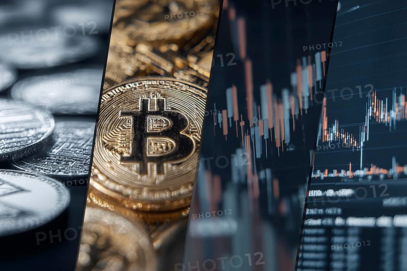 Collage of crypto trading and digital payment technologies, AI generated