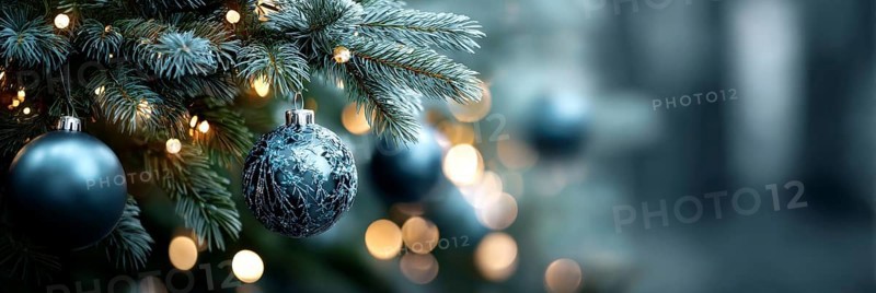 Christmas Tree With Baubles, holiday season and holiday greetings. Happy family time, AI generated