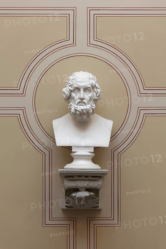 Homer, ancient Greek poet, bust in the stairwell, main building of the University of Rostock, Mecklenburg-Western Pomerania, Germany