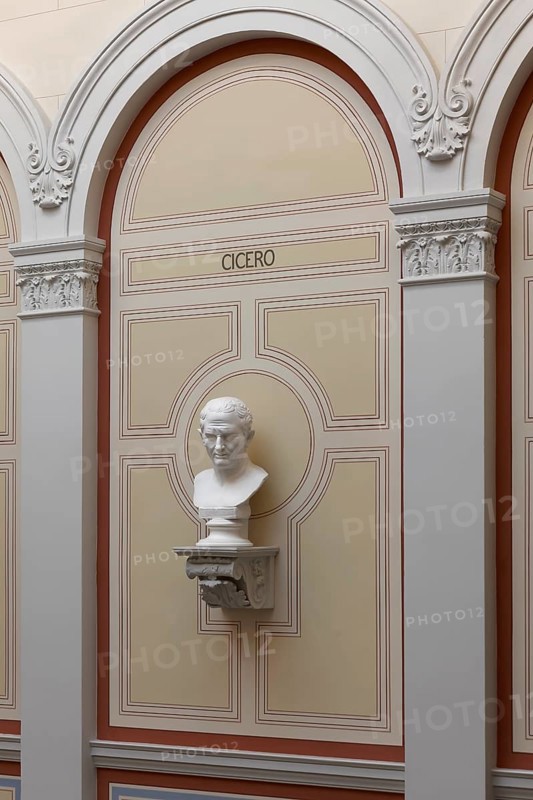 Cicero, ancient Roman orator and philosopher, bust in the stairwell, main building of the University of Rostock, Rostock, Mecklenburg-Vorpommern, Germany