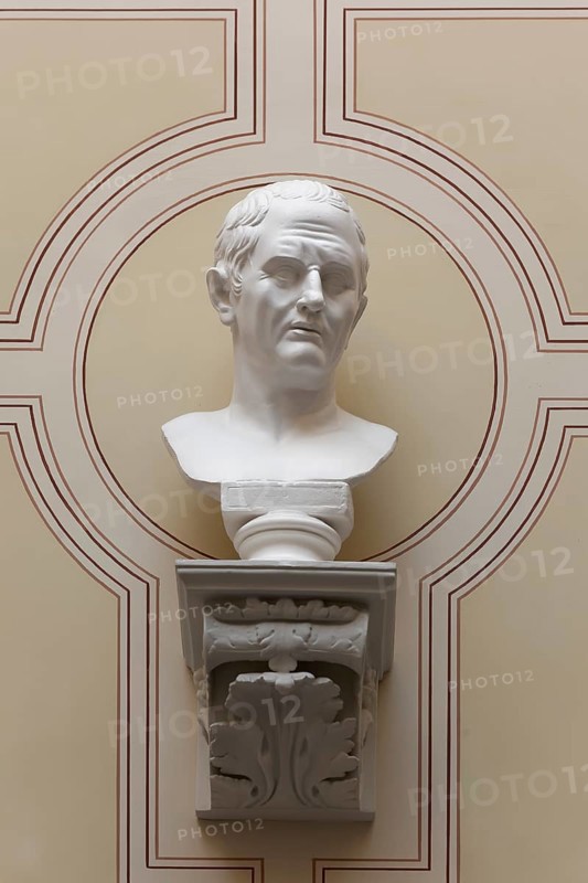 Cicero, ancient Roman orator and philosopher, bust in the stairwell, main building of the University of Rostock, Mecklenburg-Western Pomerania, Germany
