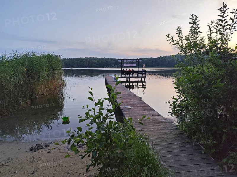 Jetty, Leppinsee campsite, Rechlin, Mecklenburg Lake District, Mecklenburg-Western Pomerania, Germany