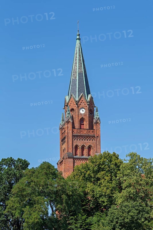 Church tower, St Mary's Church, Röbel, Müritz, Mecklenburg Lake District, Mecklenburg-Vorpommern, Germany