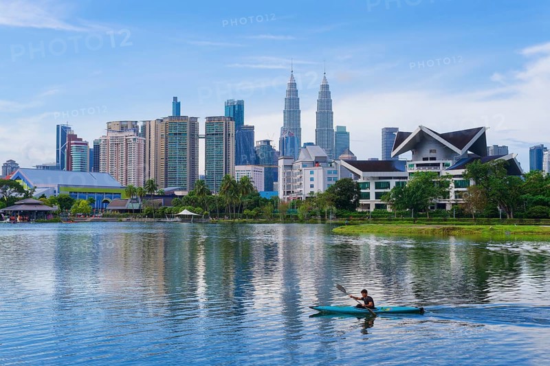 Titiwangsa Lake Garden and Kuala Lumpur city skyline, Malaysia, Asia