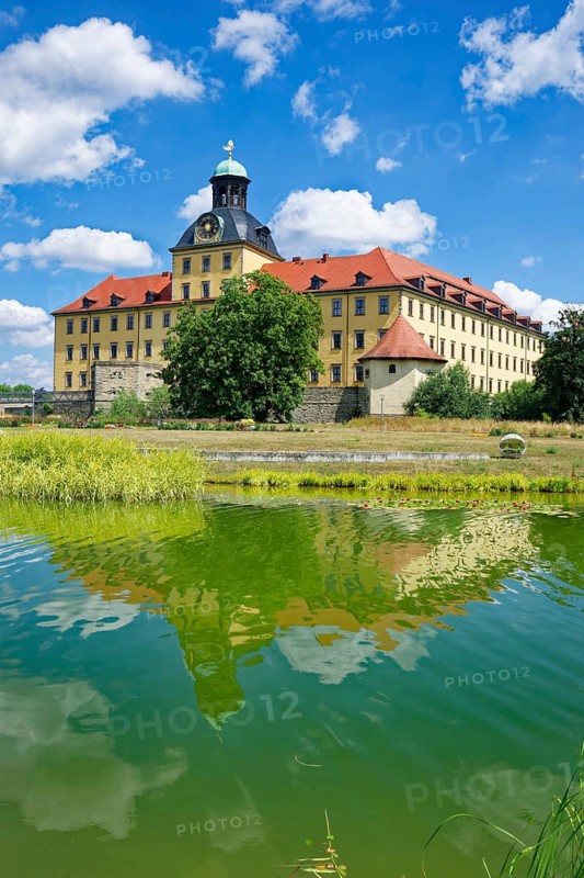 Johannisteich, castle park, Museum Zeitzer Schloss Moritzburg, early baroque style, water reflection, Zeitz, Saxony-Anhalt, Germany
