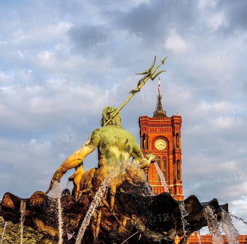 The Neptune Fountain and the Rotes Rathaus, Berlin, Germany