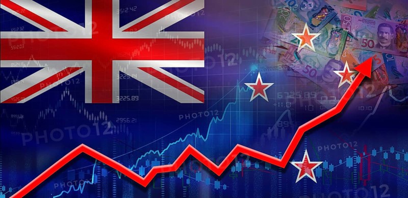 New Zealand financial growth on market graph. New Zealand economic growth on financial graph