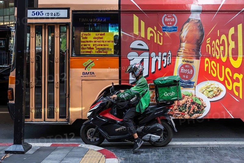 Grab motorbike courier Essen, Bangkok, Thailand