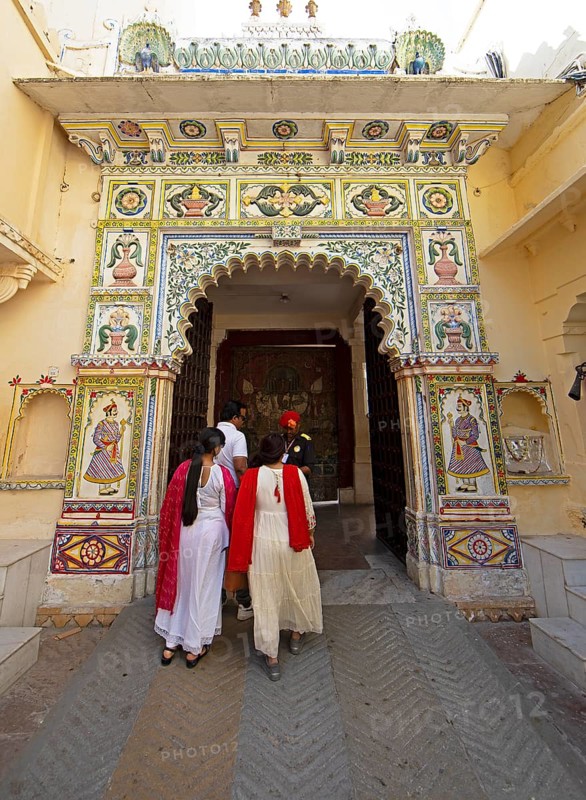 Colourful Tor tor in the City Palace, Udaipur, Rajasthan, India