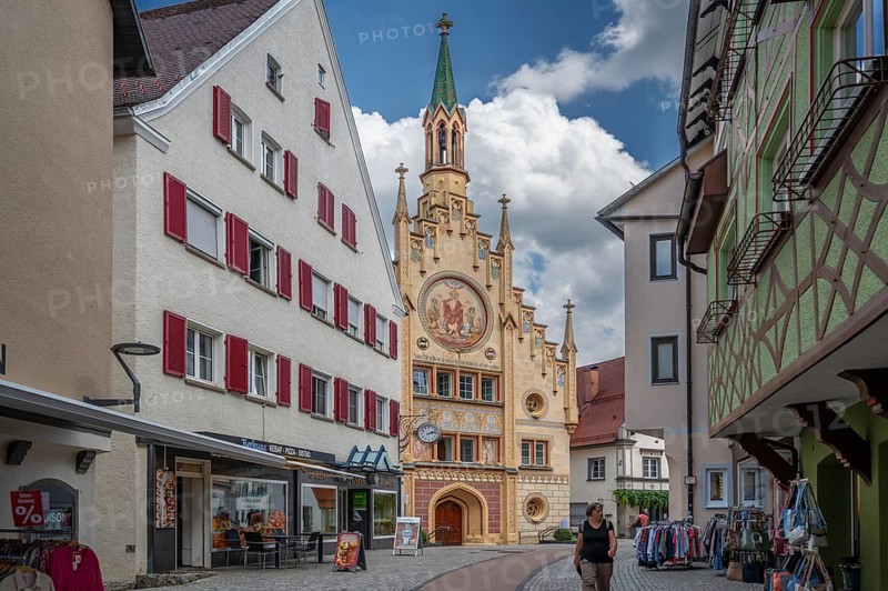 View of the historic Heilig Geist hospital, mentioned in the 13th century, neo-Gothic façade in 1856, Bad forest lake, Baden-Württemberg, Germany