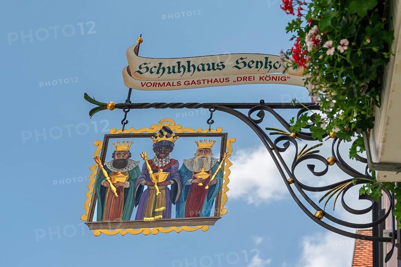 Historic nose plate from the former Drei König Inn, Bad forest lake, Baden-Württemberg, Germany