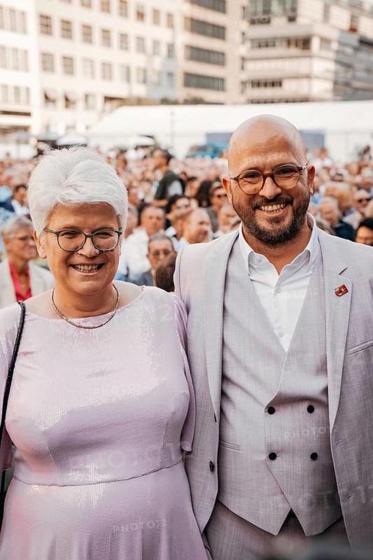 Stefanie Remlinger (District Mayor of Berlin's Mitte district office) and company as guests of Giovanni Zarrella live on An Italian Summer Night Tour at the Classic Open Air at Berlin's Gendarmenmarkt on 18 July 2025