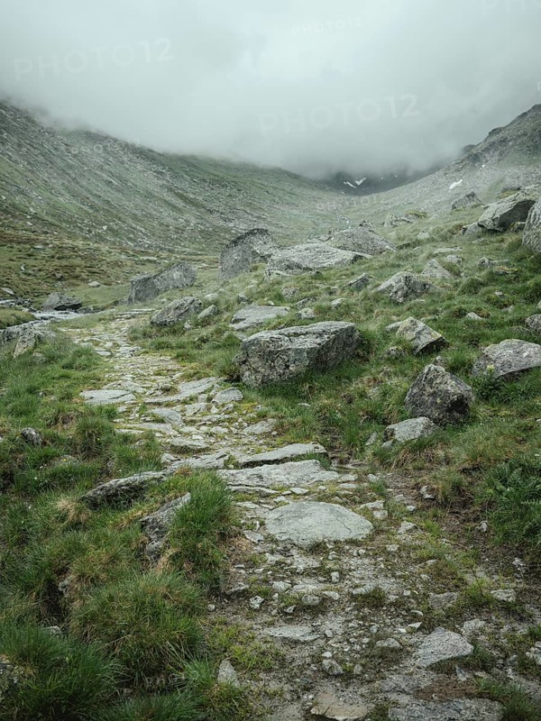 Historical sower's path along which Holocaust survivors travelled from Austria to Italy in 1947 in order to embark for Palestine, Krimmler Tauern, Pinzgau, Salzburg, Austria