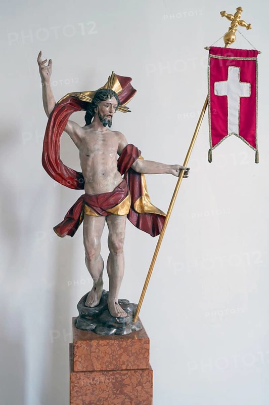 Figure of the resurrected Jesus, St Briccius Church, Lindenstr.2 Wurmlingen, district of Rottenburg