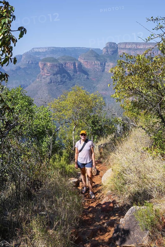Hiker at the Blyde River Canyon Canyon landscape, Panorama Route, Mpumalanga, South Africa