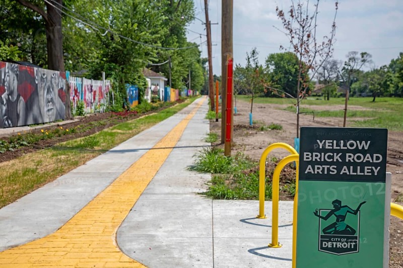 Detroit, Michigan - The city of Detroit is opening nine 'Arts Alleys' in neighborhoods around the city. The Yellow Brick Road Arts Alley provides a space for children to ride their bikes and learn about African-American history