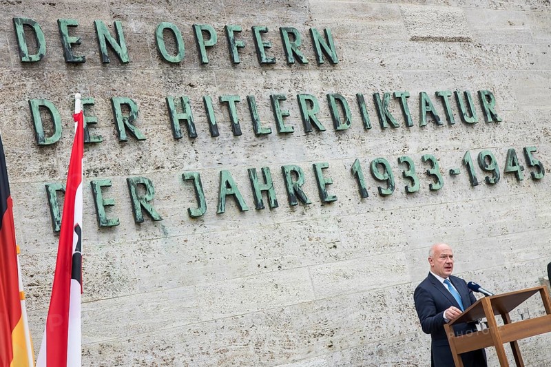 Kai Wegner (Governing Mayor of Berlin) speaks during a visit to the Plötzensee Memorial by Petr Pavel (President of the Czech Republic) in Berlin on 9 July 2025. The visit was a personal wish of Mr Pavel, as of the more than 2, 800 people killed, 677 were Czechs, the second largest population group after Germans