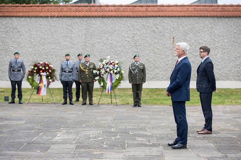 Petr Pavel (President of the Czech Republic) and Tomáš Filip (great-grandson of the Czechoslovak army general Václav Ždímal, who was executed here in 1942) during a visit to the Plötzensee Memorial in Berlin on 9 July 2025. The visit was a personal wish of Mr Pavel, as of the more than 2, 800 people killed, 677 were Czechs, the second largest population group after the Germans