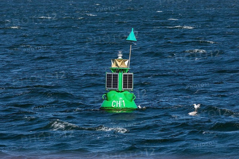 Green buoy, buoy, Warnow, Warnemünde, Rostock, Mecklenburg-Western Pomerania, Germany