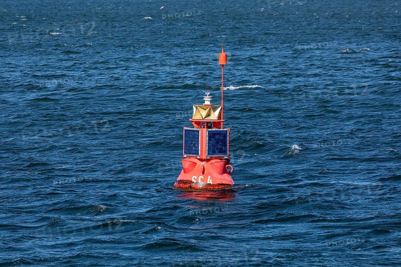 Red buoy, buoy, Warnow, Warnemünde, Rostock, Mecklenburg-Western Pomerania, Germany