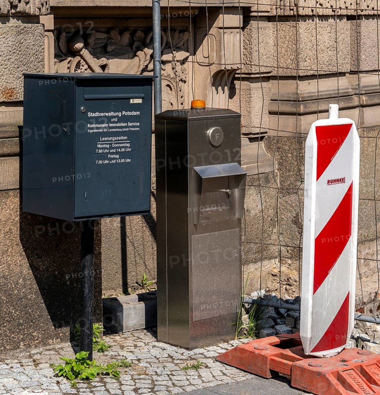 City administration letterbox in front of the entrance to the town hall, Potsdam, Brandenburg, Germany