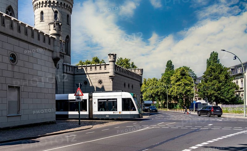 Road traffic, Tram at Nauener Tor, Potsdam, Brandenburg, Germany
