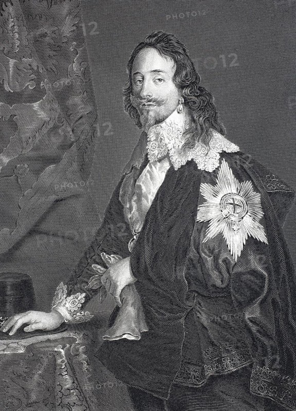 Charles I, Charles I, born 19 November 1600, died 30 January 1649, of the House of Stuart was King of England, Scotland and Ireland from 1625 to 1649, steel engraving after a painting by Anthonis van Dyck, Historical, digitally restored reproduction of a 19th century original