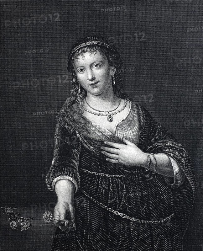 Saskia Uylenburgh (2 August 1612 - 14 June 1642) was the woman of the important Dutch Baroque painter Rembrandt van Rijn, Historical, digitally restored reproduction of a 19th century original