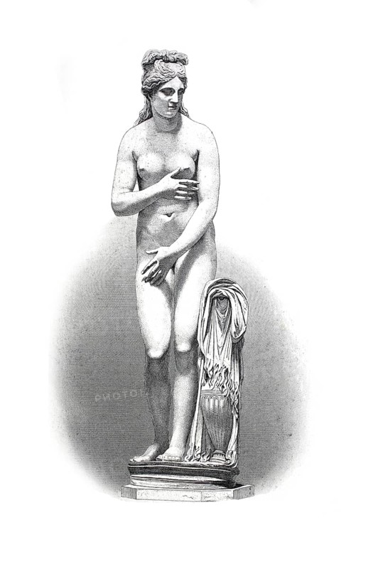 Statue of Venus, Roman goddess of love, erotic desire and beauty, Capitol, Rome, Italy, Historical, digitally restored reproduction of a 19th century model