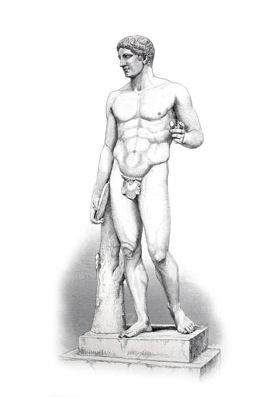 Discobolus, discus thrower, Greek statue in the Vatican, Rome, Italy, Historical, digitally restored reproduction of a 19th century model