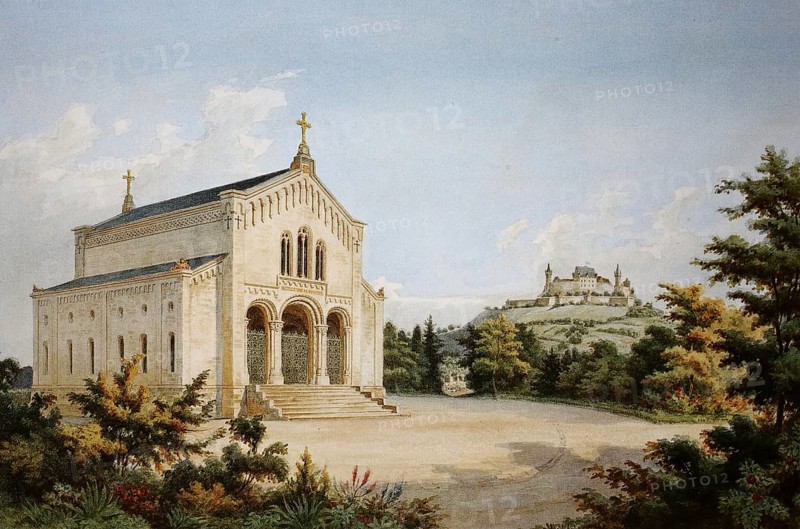 Ducal Mauoleum, burial place of the Dukes of Saxe-Coburg and Gotha and their families, c. 1860, Coburg, Upper Franconia, Bavaria, Germany, Historical, digitally enhanced reproduction of a 19th century model
