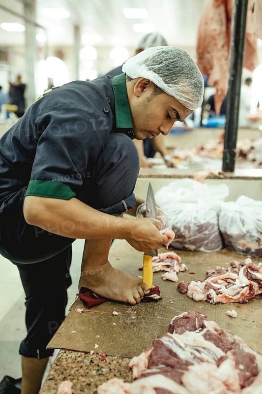 Market hall, section of camel butchers, Salalah, Dhofar, Oman