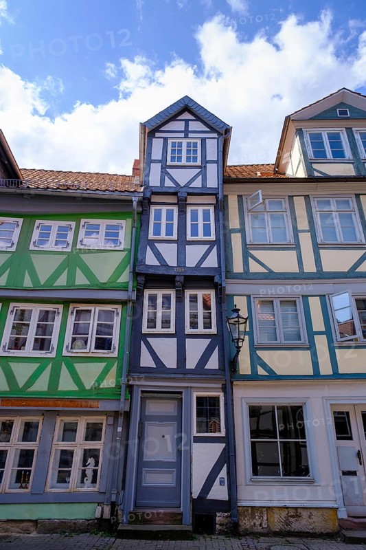 Narrow house, half-timbered house, Kleiner Zimmerhof, Wolfenbüttel, Lower Saxony, Germany
