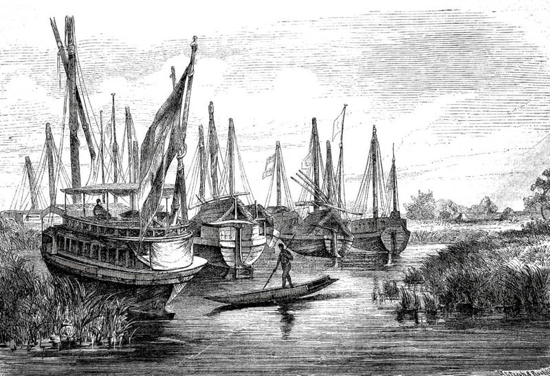 The source lake of the Gazelle River, Bahr al-Ghazal, Lake No, c. 1880, Sudan, Africa, Historical, digitally enhanced reproduction of a 19th century original