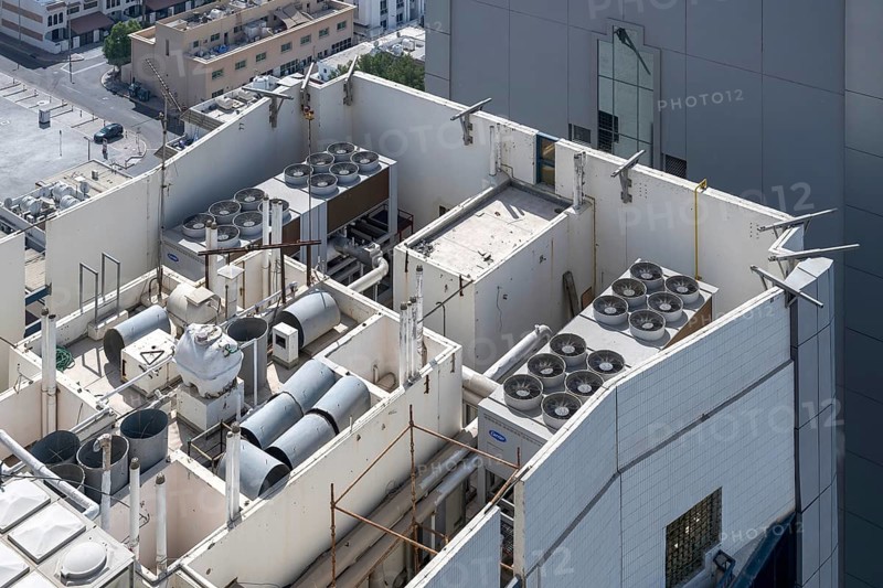 Building roof air conditioning, Abu Dhabi, United Arab Emirates