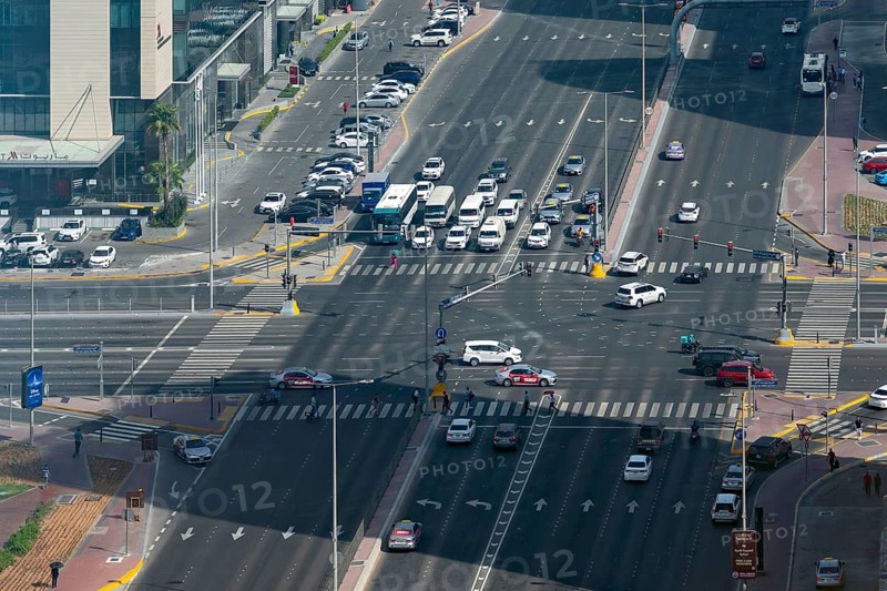 Road junction, Abu Dhabi, United Arab Emirates